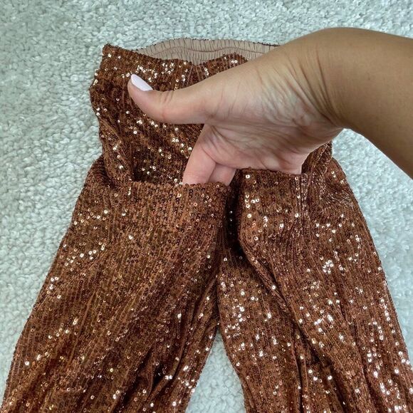 Free People Morelia Metallic Bronze Sequin Jogger XS - Picture 5 of 13